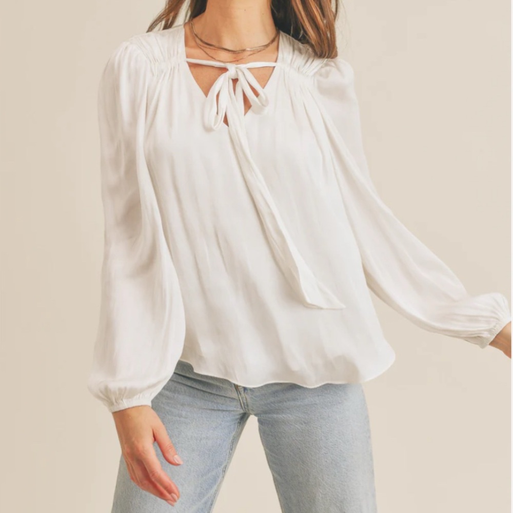 RESET BY JANE Women’s Azalea Long Sleeve White Top Size L